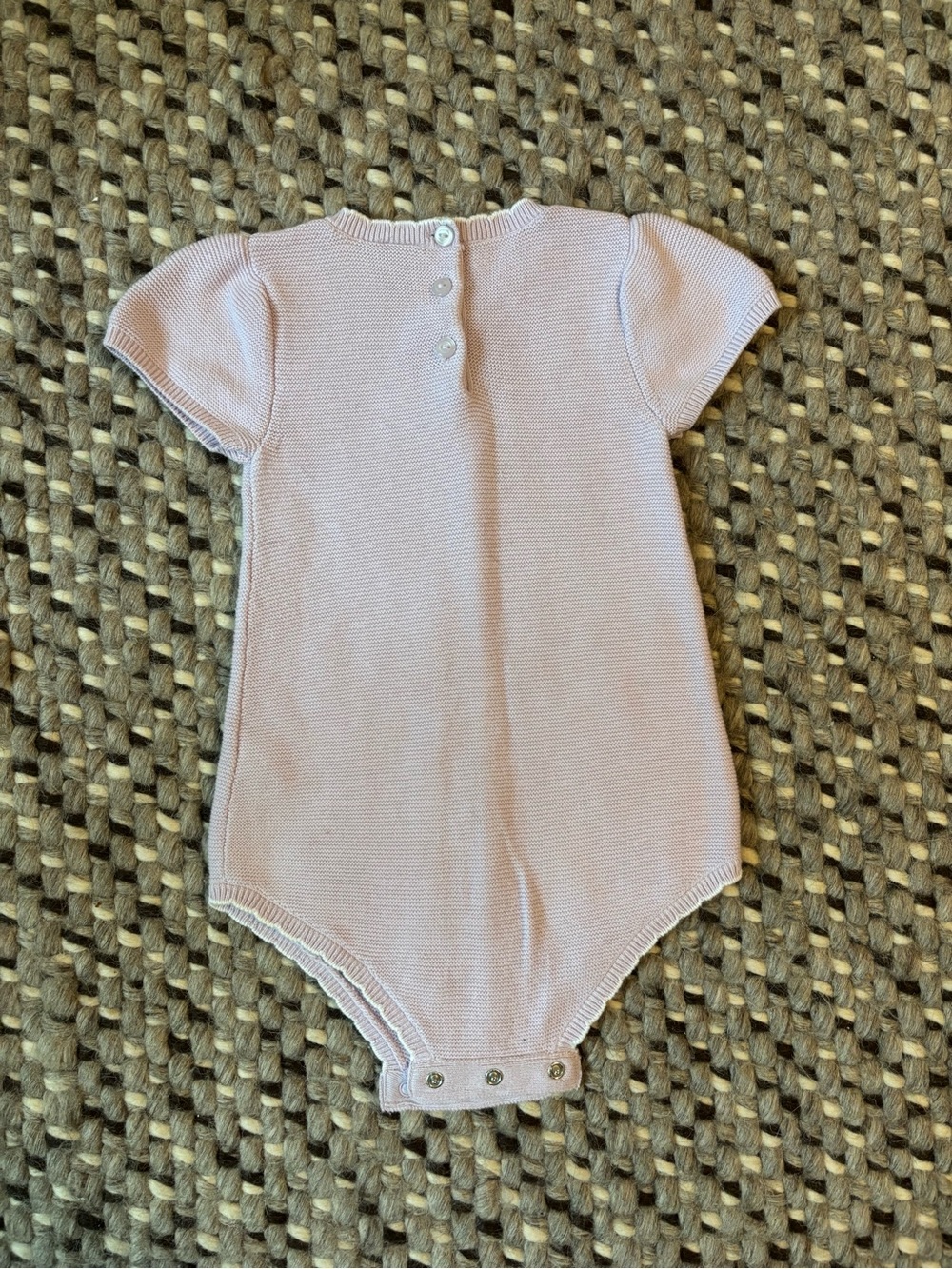 Janie and Jack Light Pink Knit One-Piece with Scallop Trim - Picture 2 of 2